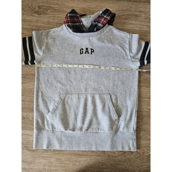 GAP Kids Pullover Hoodie Youth Size XL Grey Plaid Hood Vintage - Picture 3 of 6